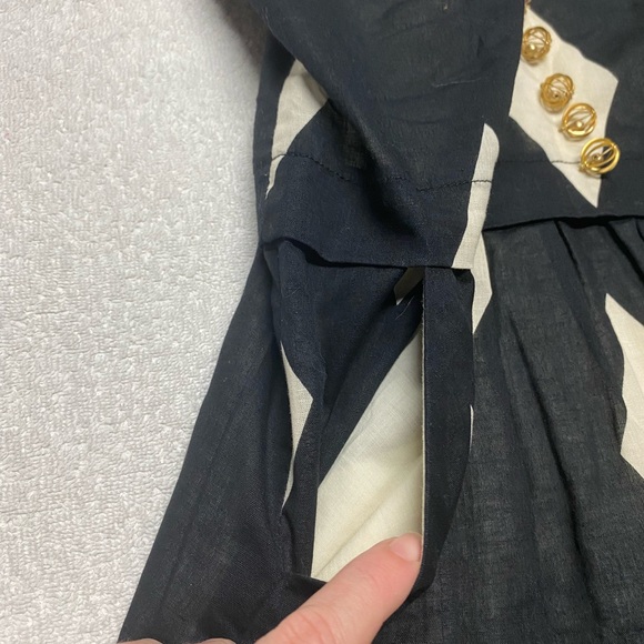 Black White Diamond A Line Harlequin Mini Dress - Picture 7 of 14